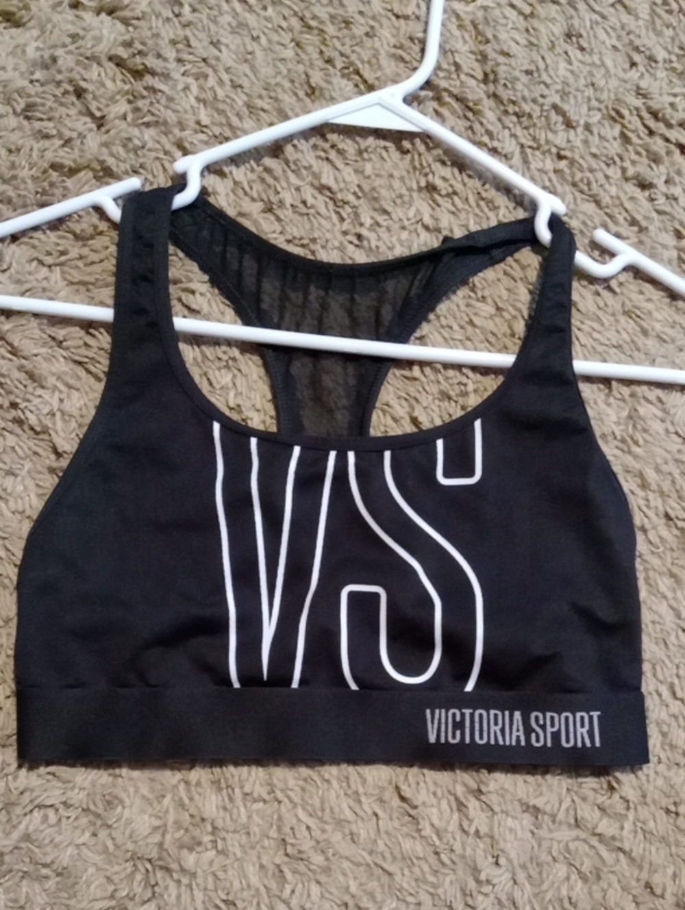 Victoria Sport Black Racerback Logo Sports Bra